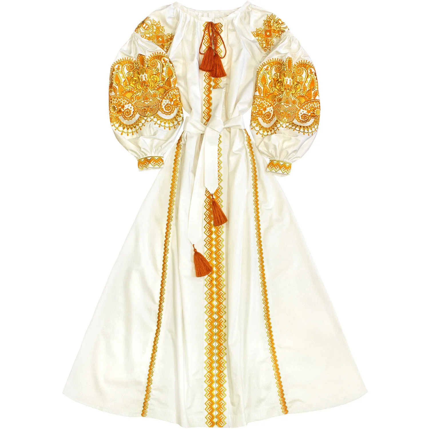 Off-white cotton Kaftan with embroidery