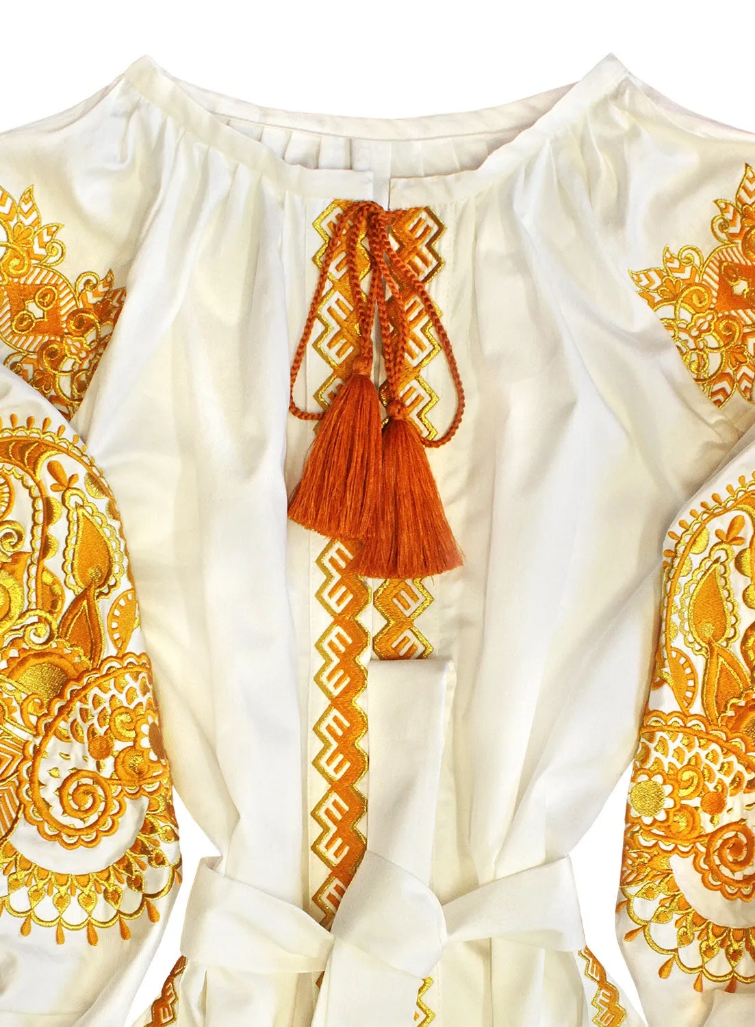 Off-white cotton Kaftan with embroidery