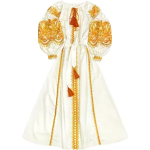 Off-white cotton Kaftan with embroidery