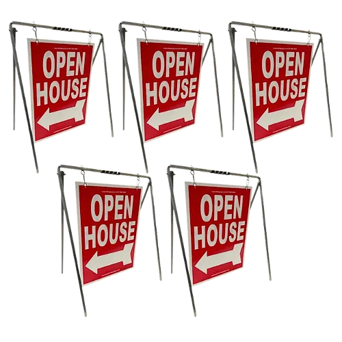 Open House Sign Metal A-Frame Kit - 5 Pack - Swinger - Red