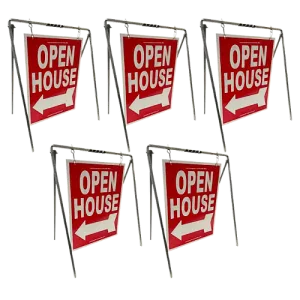 Open House Sign Metal A-Frame Kit - 5 Pack - Swinger - Red