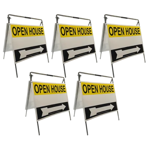 Open House Sign Metal A-Frame Kit - 5 Pack - Yellow/Black/White