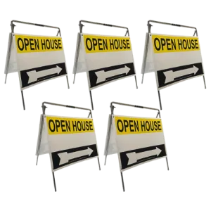 Open House Sign Metal A-Frame Kit - 5 Pack - Yellow/Black/White