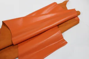 ORANGE LEATHER Genuine Cowhide Leather Slightly Firm / 3 oz - 3.5 oz (1.2 to 1.4mm)