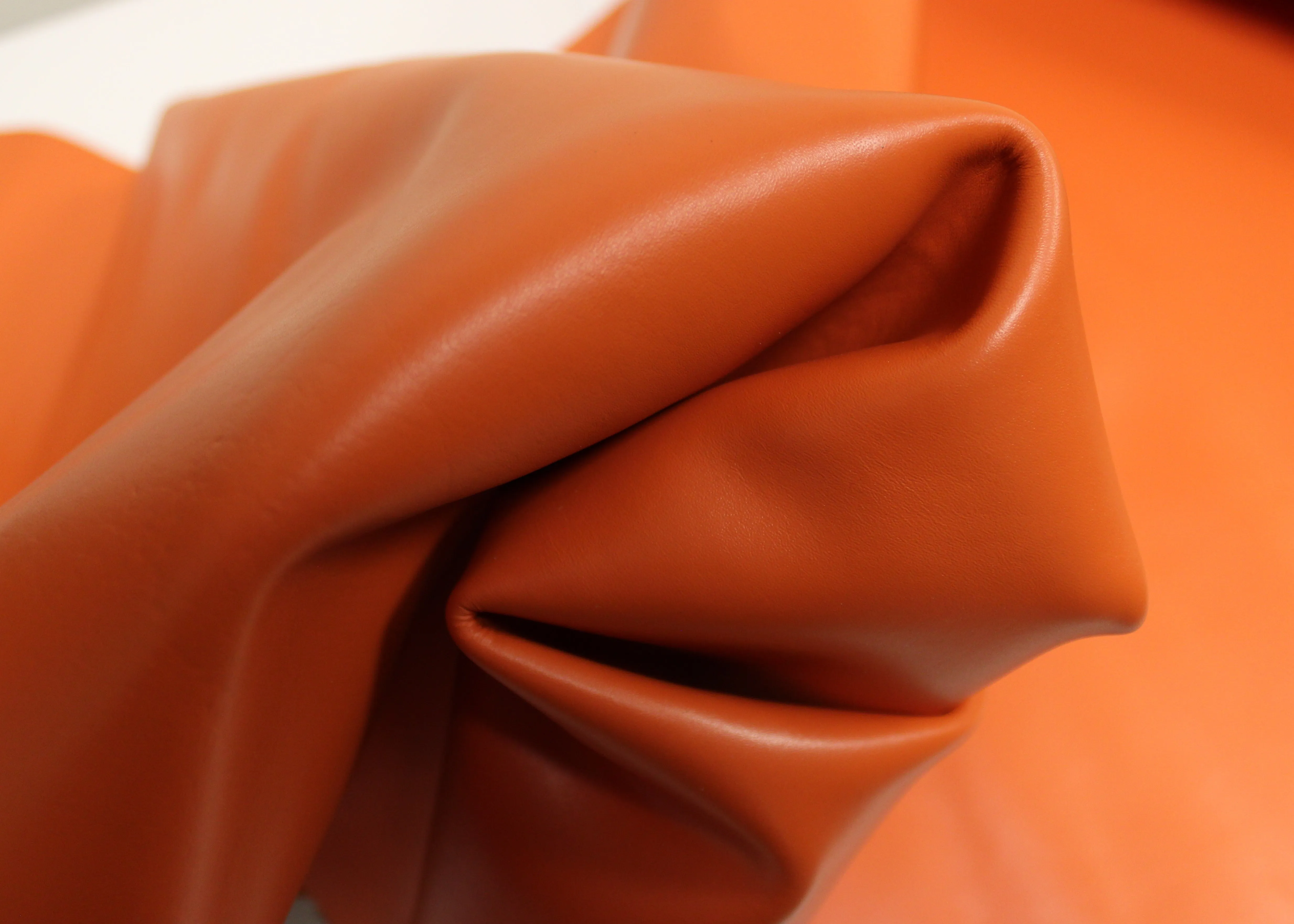 ORANGE LEATHER Genuine Cowhide Leather Slightly Firm / 3 oz - 3.5 oz (1.2 to 1.4mm)