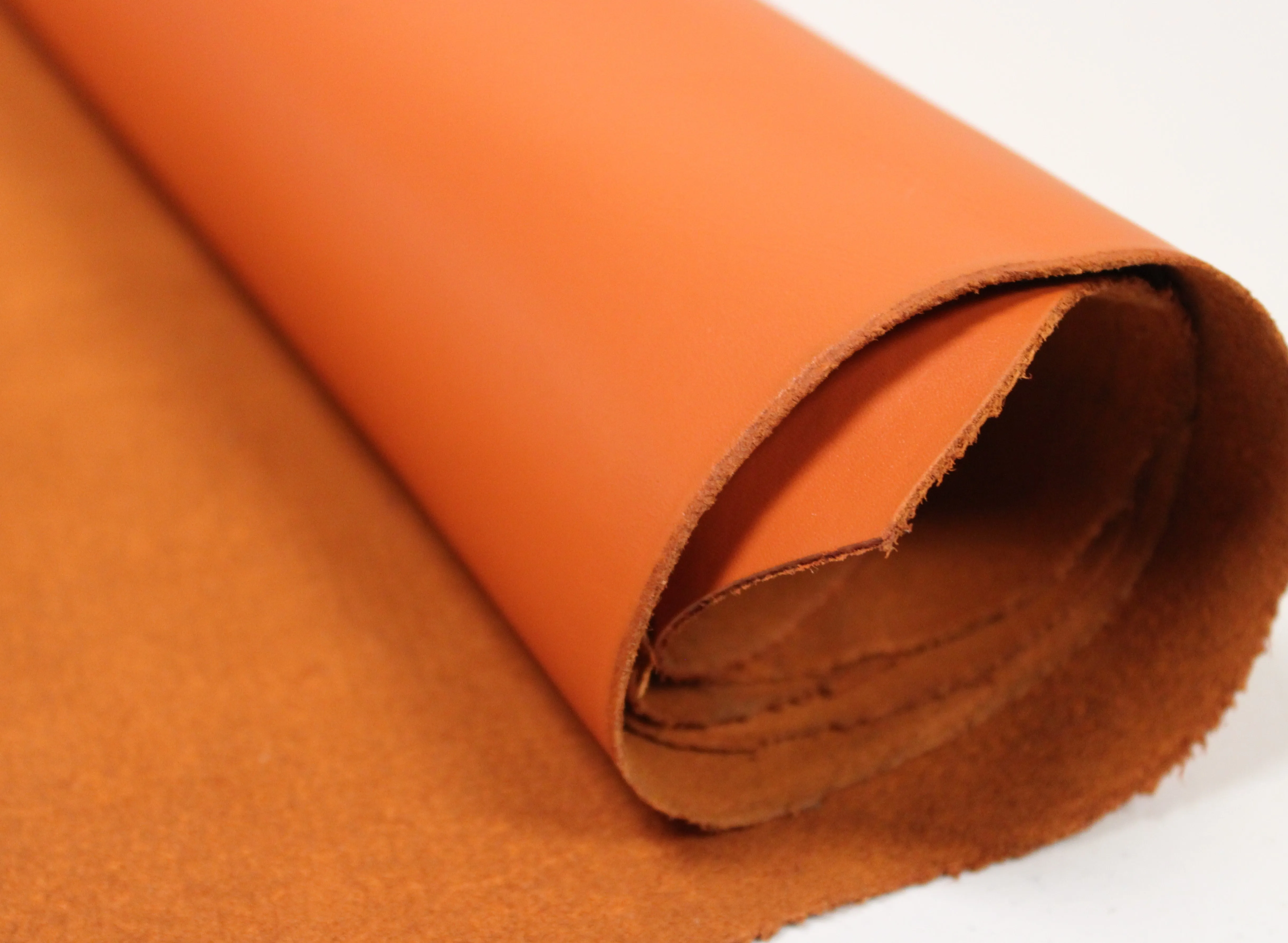 ORANGE LEATHER Genuine Cowhide Leather Slightly Firm / 3 oz - 3.5 oz (1.2 to 1.4mm)