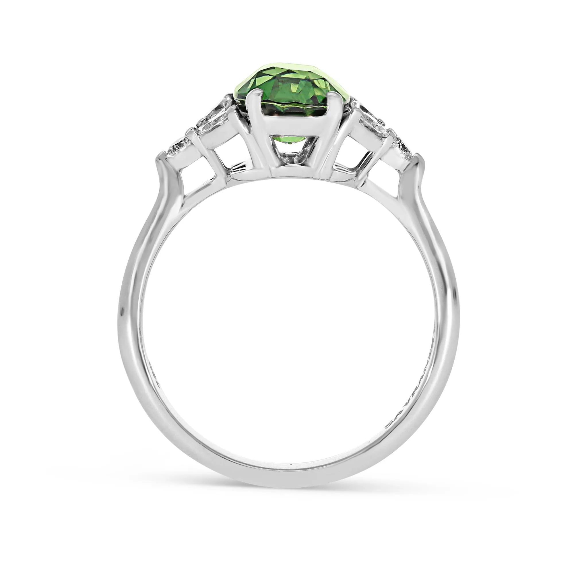 Oval Cut Natural Green Sapphire Birthstone Ring