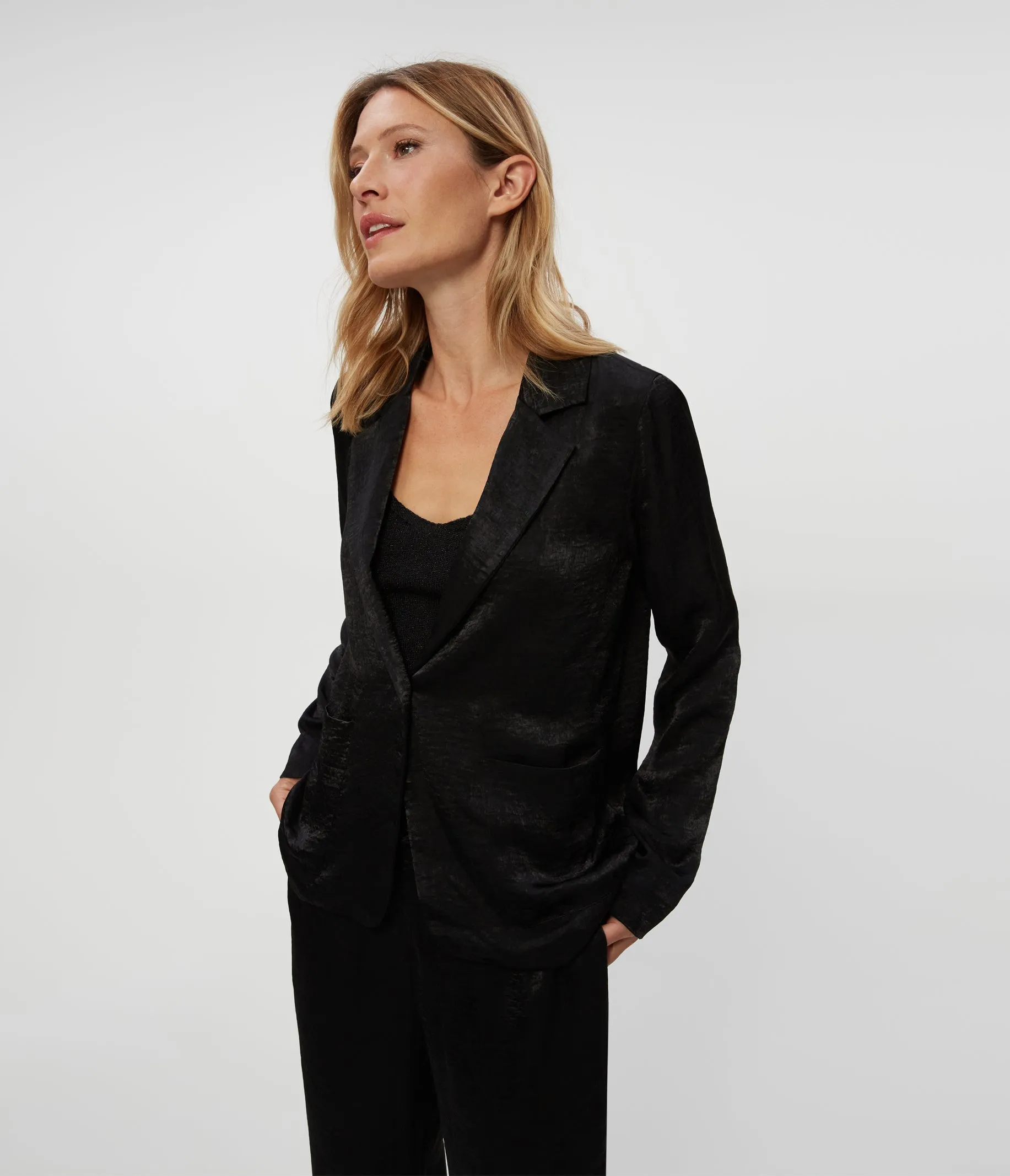 Paula Hammered Satin Blazer