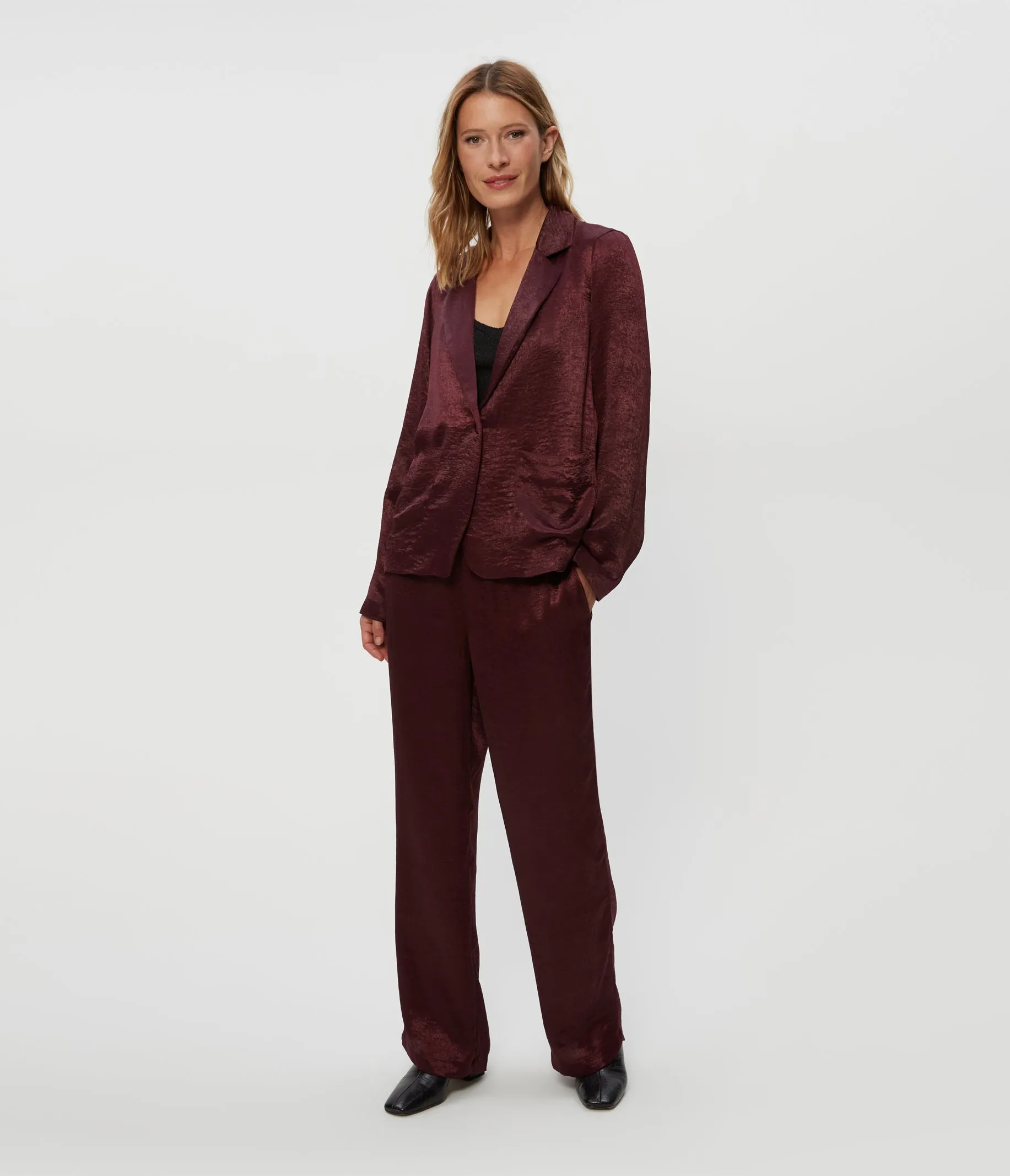 Paula Hammered Satin Blazer