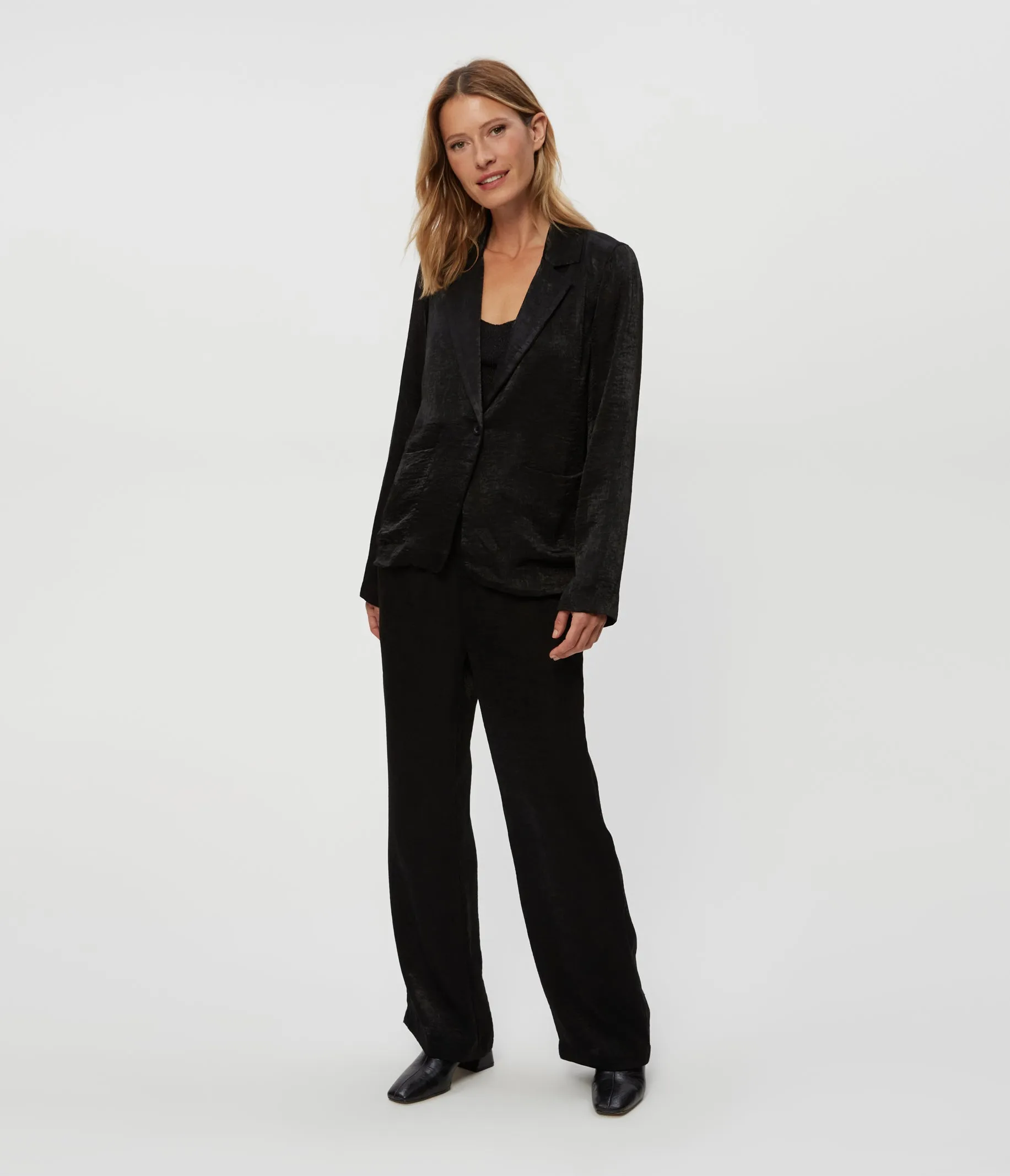 Paula Hammered Satin Blazer