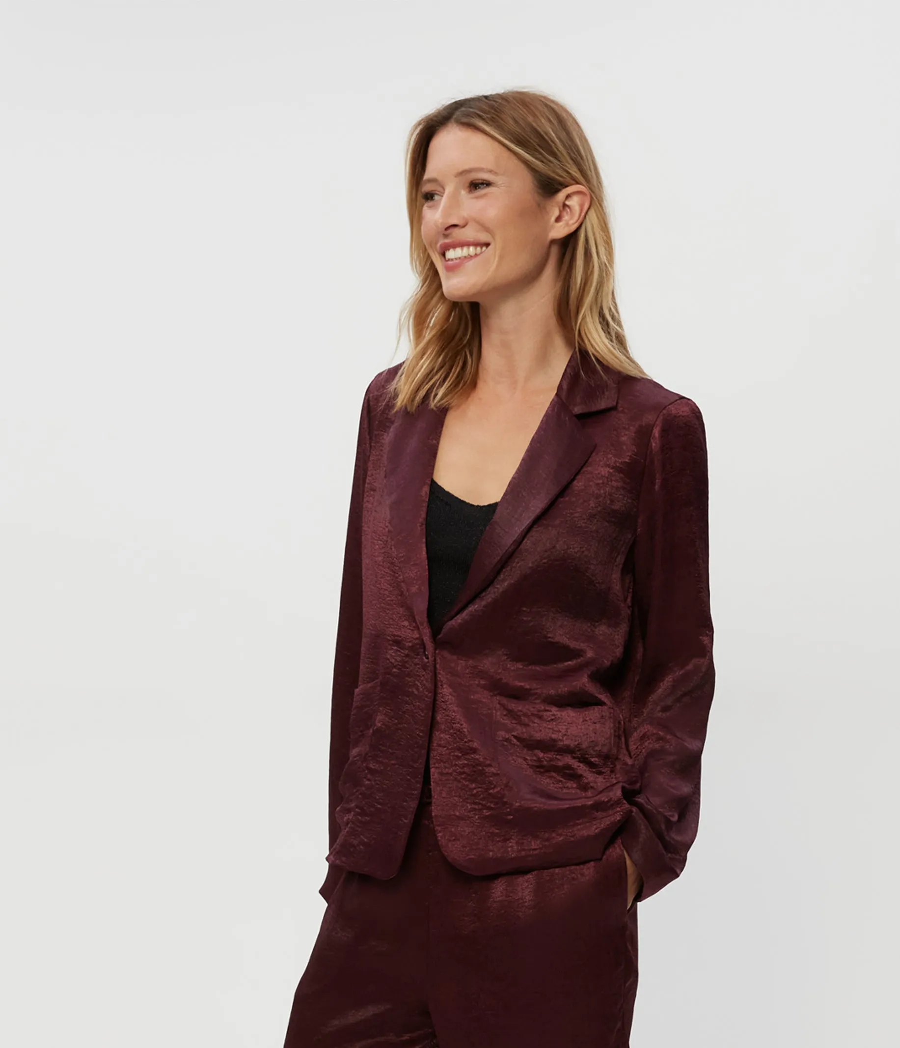 Paula Hammered Satin Blazer