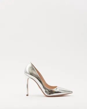 Prada Silver Metallic Leather Point Toe Heel - 36.5