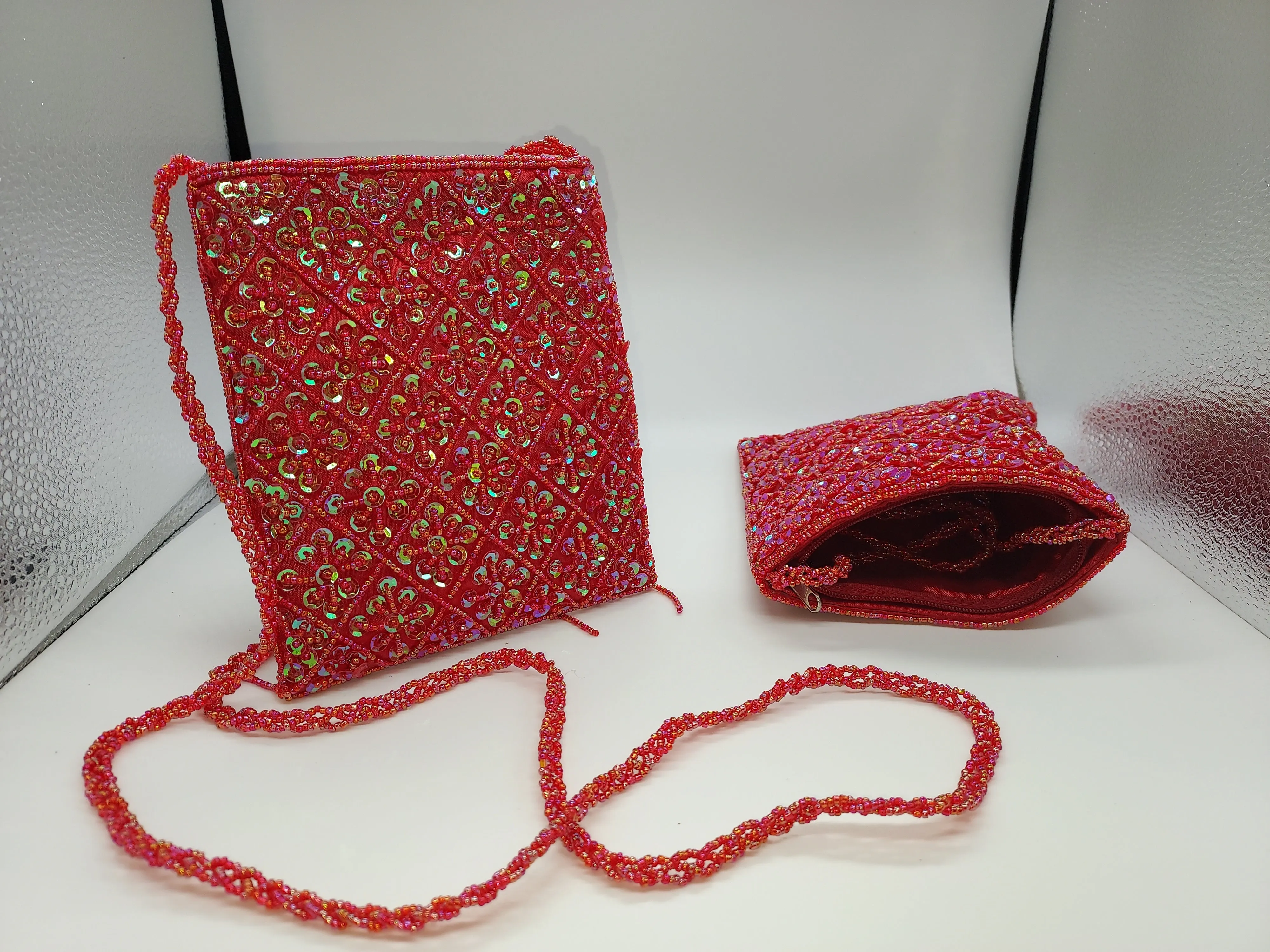 Red Beaded Bag For Women
