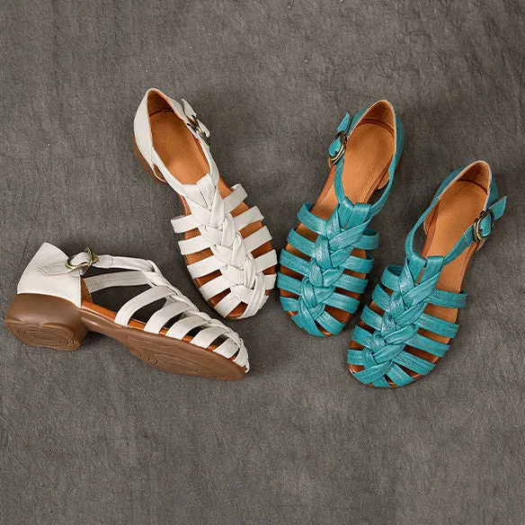 Retro Woven Genuine Leather Rome Sandals