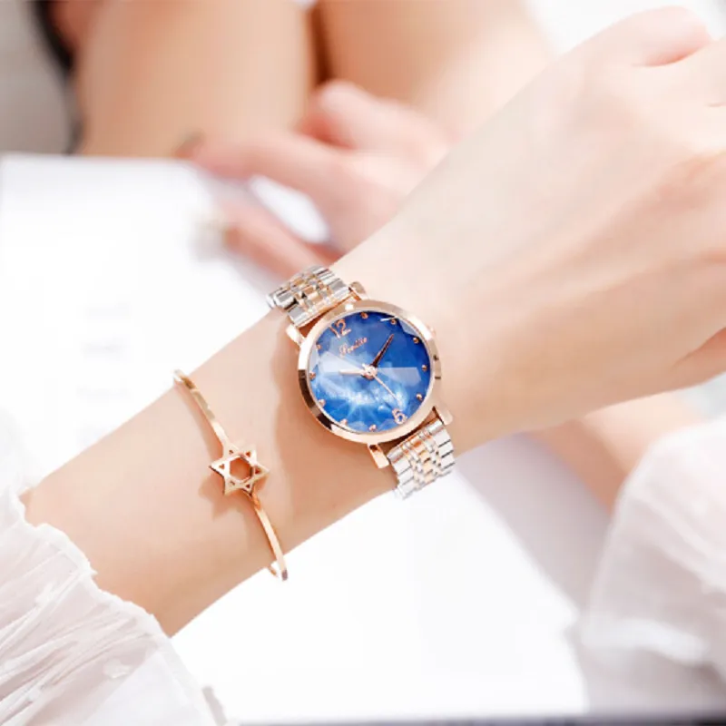 Rhombus-shaped Mirror Stainless Steel Women's Watch