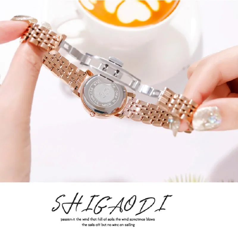 Rhombus-shaped Mirror Stainless Steel Women's Watch