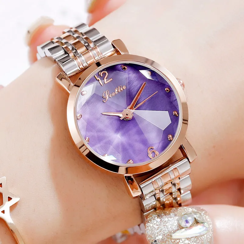 Rhombus-shaped Mirror Stainless Steel Women's Watch
