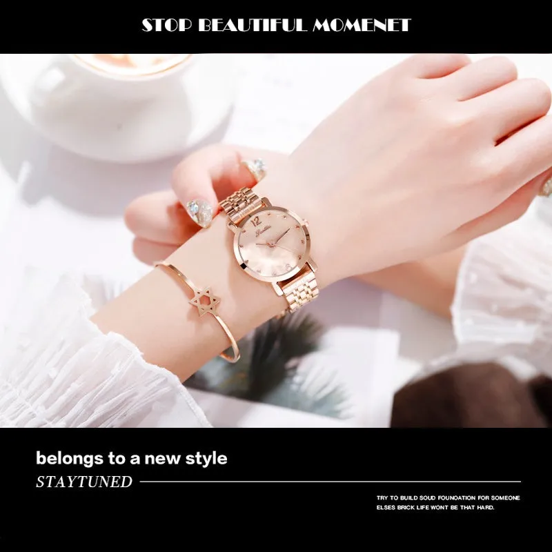 Rhombus-shaped Mirror Stainless Steel Women's Watch