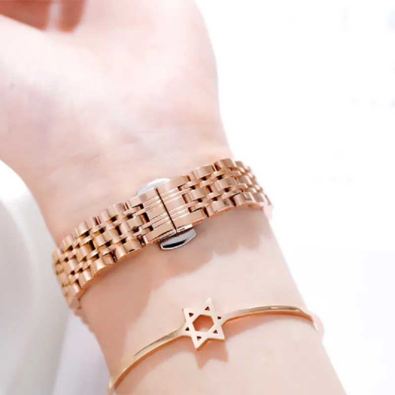 Rhombus-shaped Mirror Stainless Steel Women's Watch