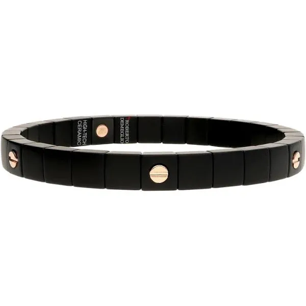 Roberto Demeglio Black Stretch Bracelet with Gold Stations