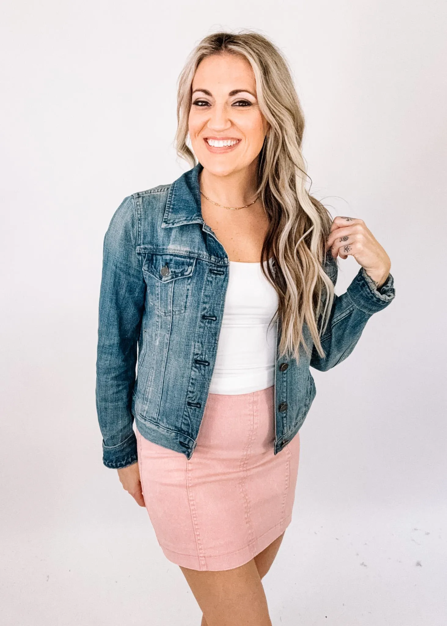 Rose Denim Mini Skirt