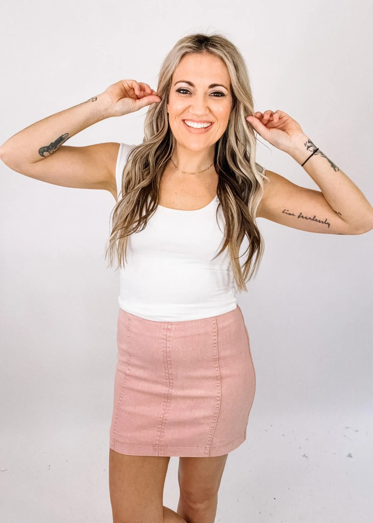Rose Denim Mini Skirt