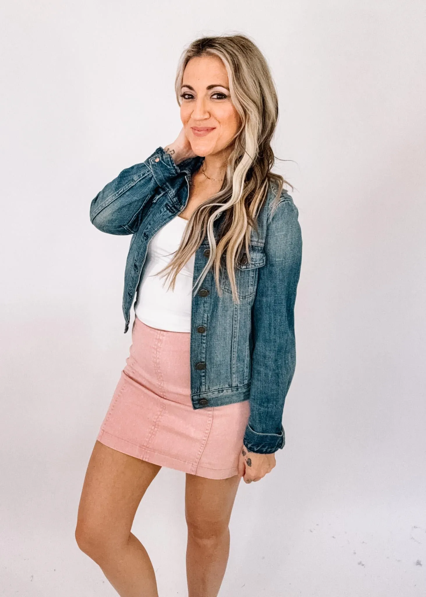 Rose Denim Mini Skirt