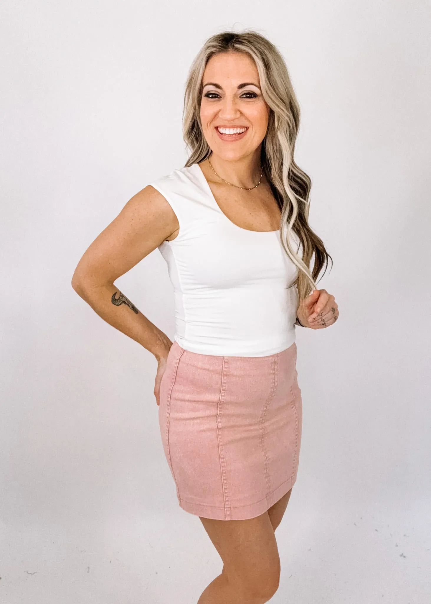 Rose Denim Mini Skirt