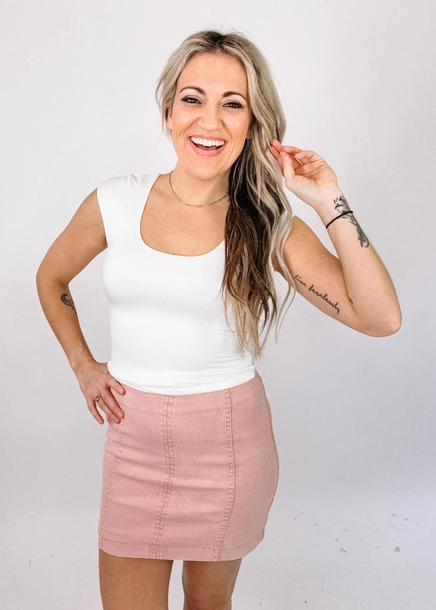 Rose Denim Mini Skirt
