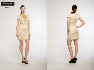 Saboroma 99667 Gold Cocktail Dress