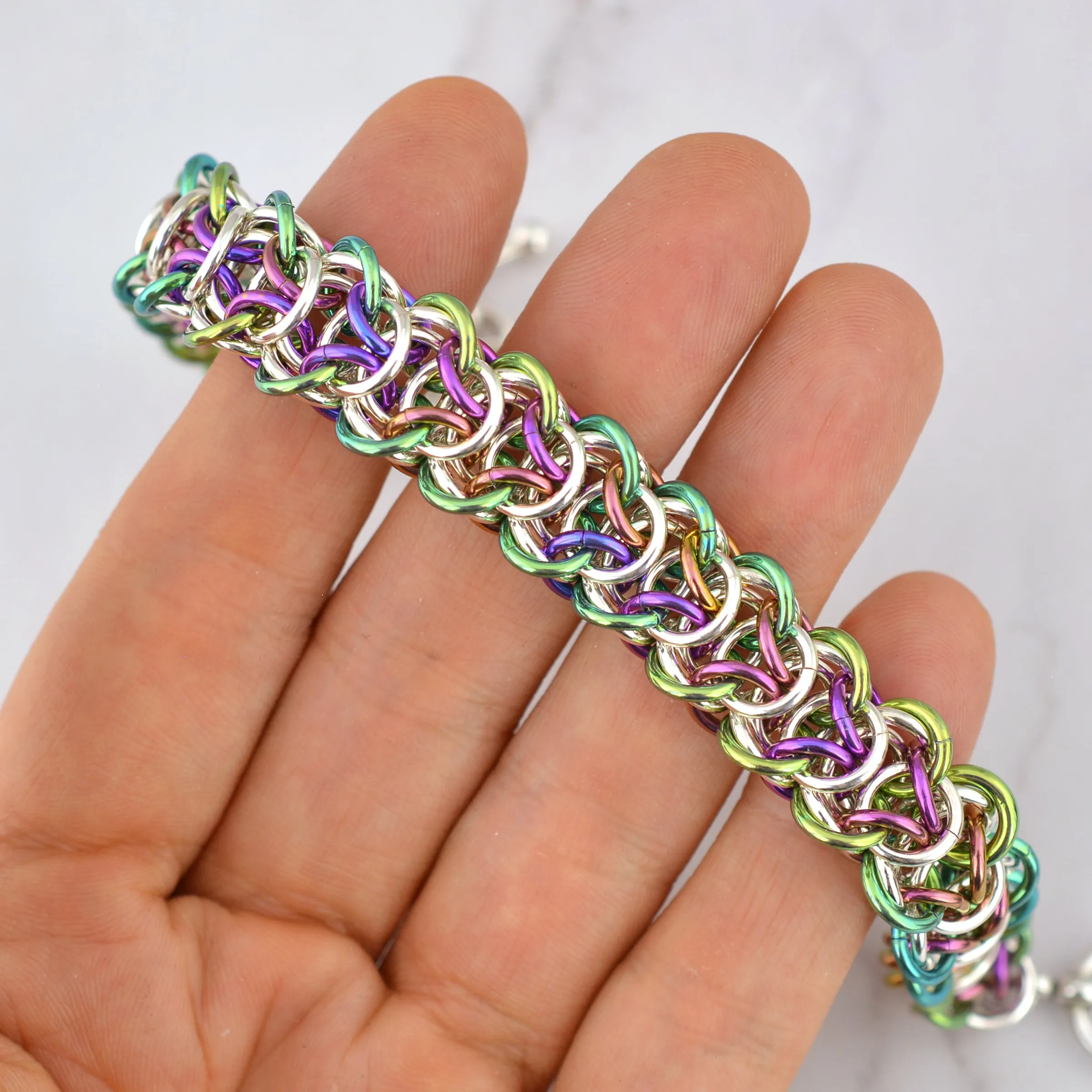 SALE: Spring Elfweave Niobium & Sterling Bracelet - MEDIUM - Approx 7.25"