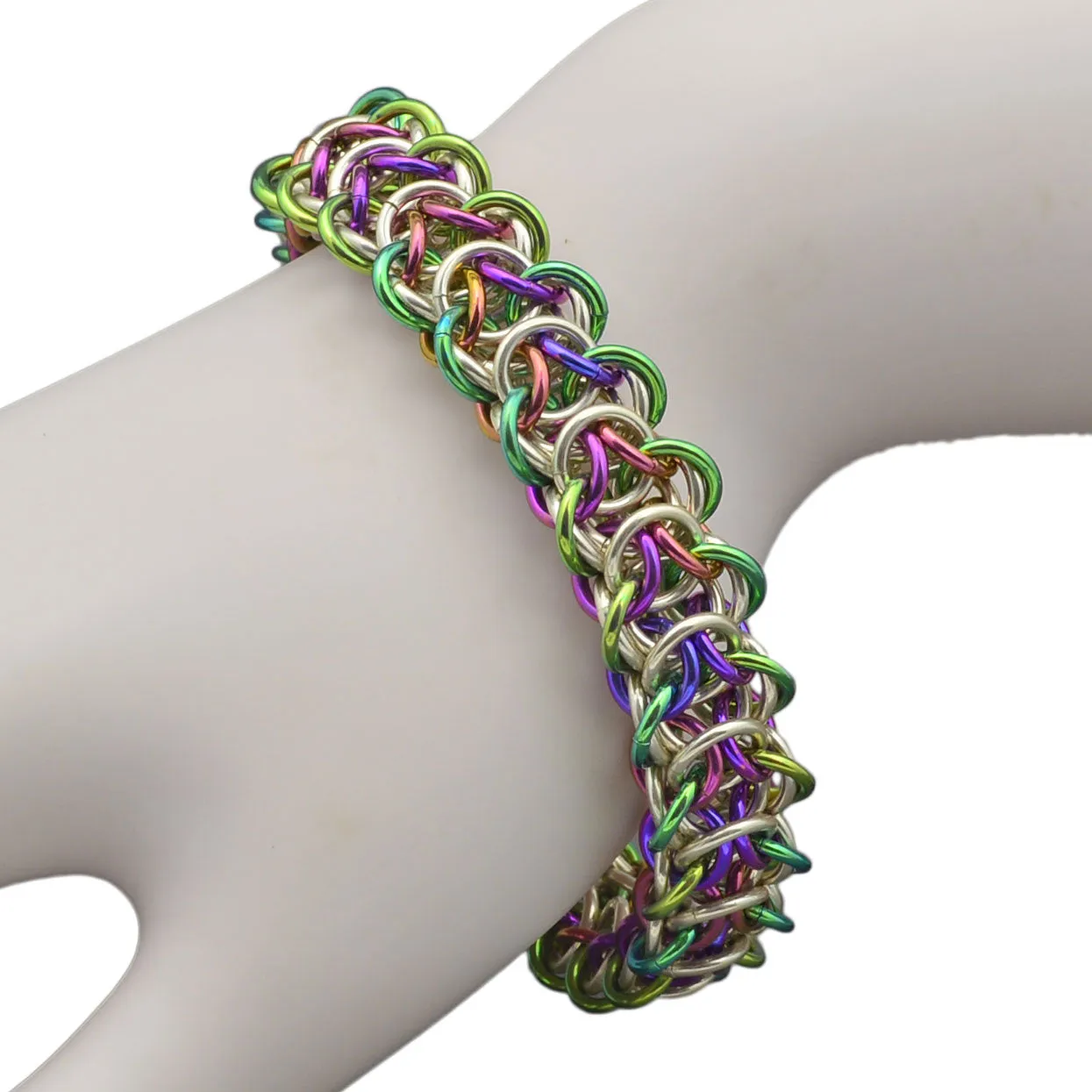 SALE: Spring Elfweave Niobium & Sterling Bracelet - MEDIUM - Approx 7.25"