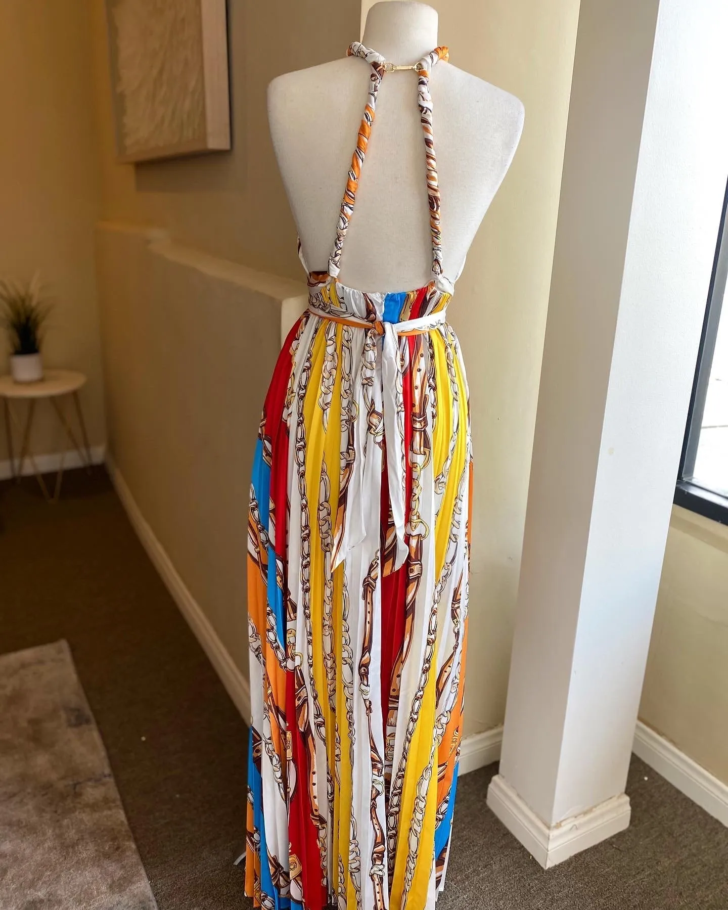 Satin Pleated Long Dress FINAL SALE