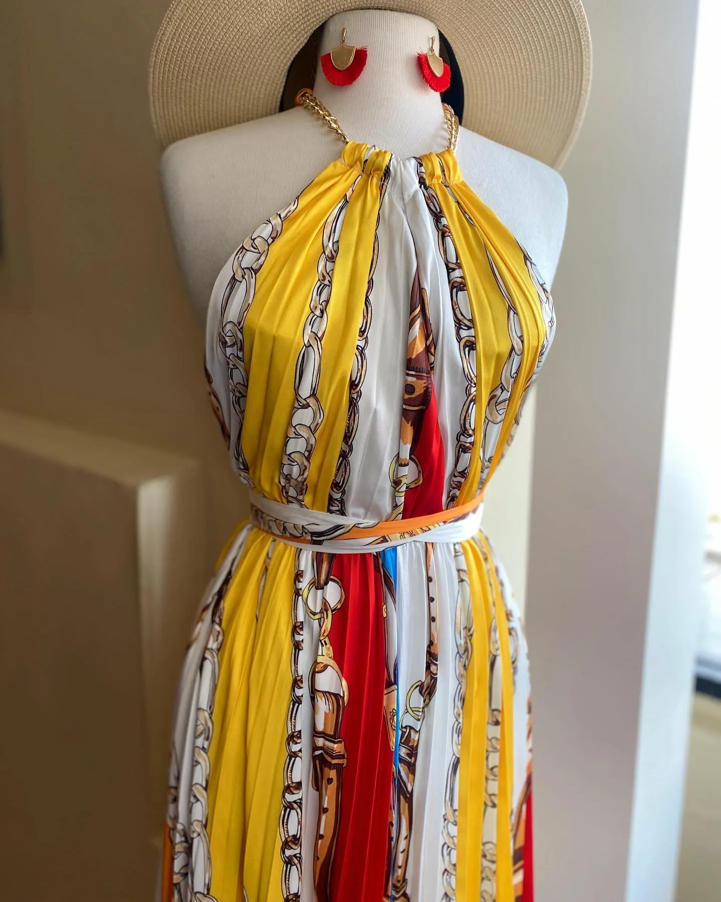 Satin Pleated Long Dress FINAL SALE