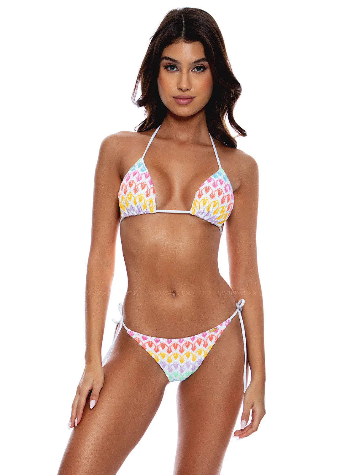 Seamless Triangle-Seamless Ruched Back Tie Side Bikini ::RET