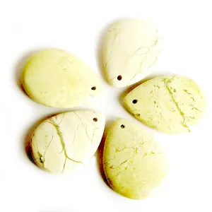 Semi-precious Focal Yellow Turquoise 40x30mm teardrop pendant bead