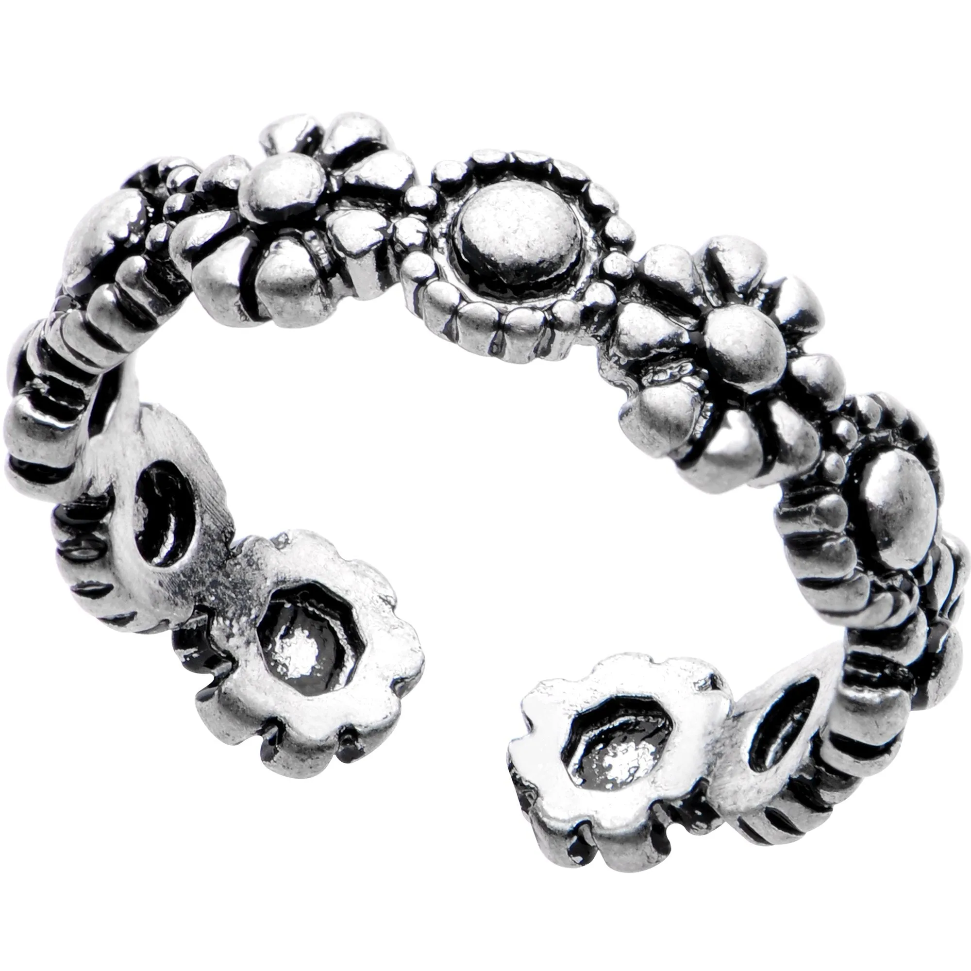 Silver Plated Flower Crown Toe Ring