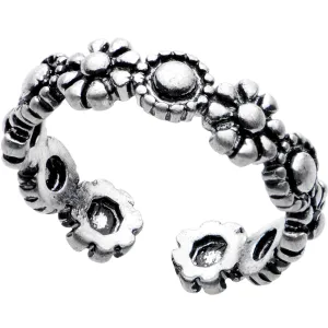Silver Plated Flower Crown Toe Ring