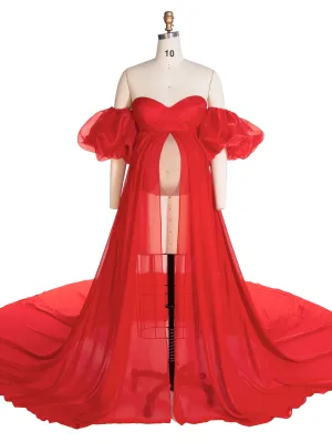Soft Chiffon Baby Bump Pregnancy Dress for Photoshoot Maternity Baby Shower Dress YW240202