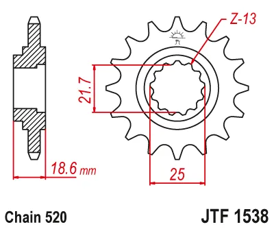 Sprockets Front (1538 - 15T) - JT Rubber