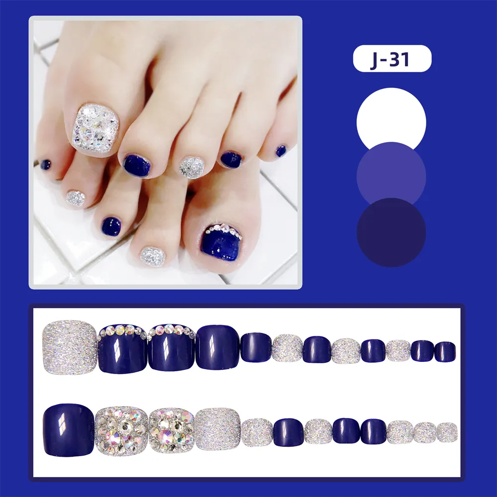 Square Toe Silver Blue Full Diamond