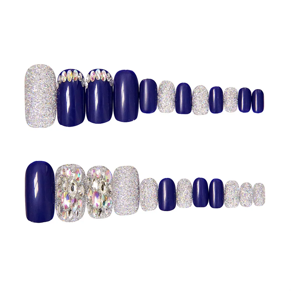 Square Toe Silver Blue Full Diamond