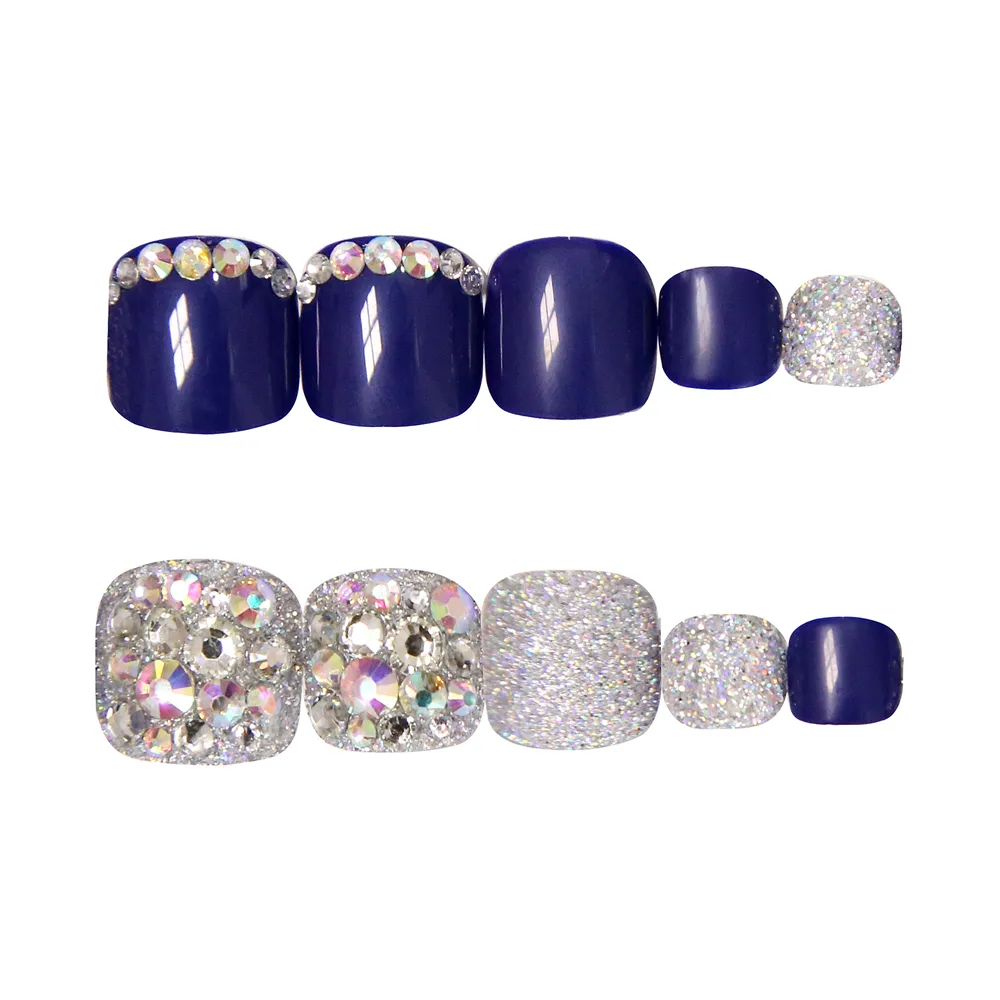 Square Toe Silver Blue Full Diamond