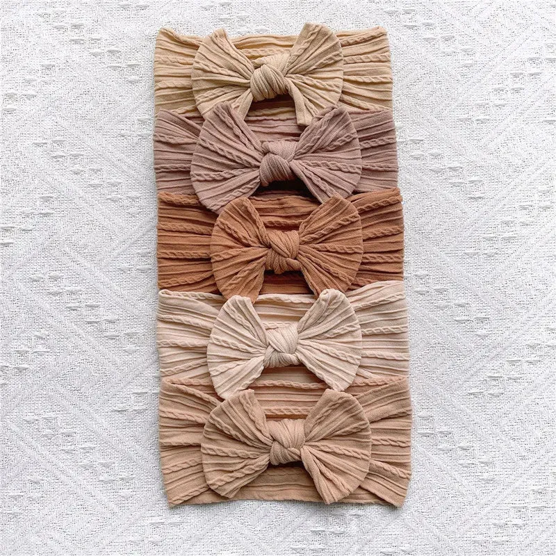 Stretchy Textured Bow Headband -  Pack of 5