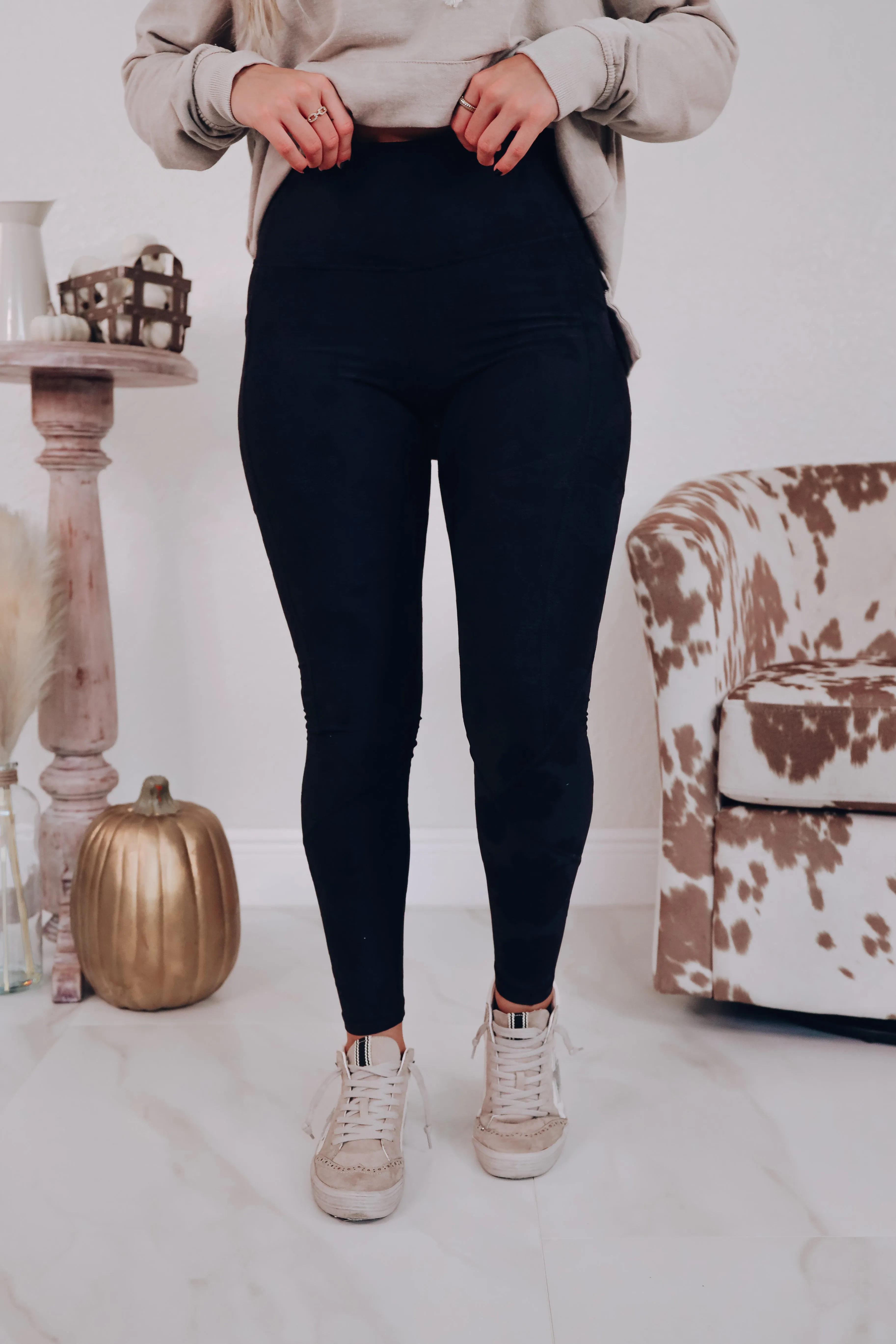 Takin' It Easy TACTEL Rose Textured Leggings - Black