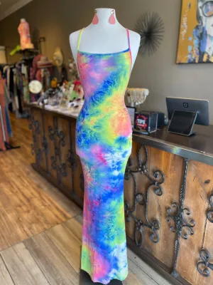 Tie Dye Cross Back Mermaid Dress FS