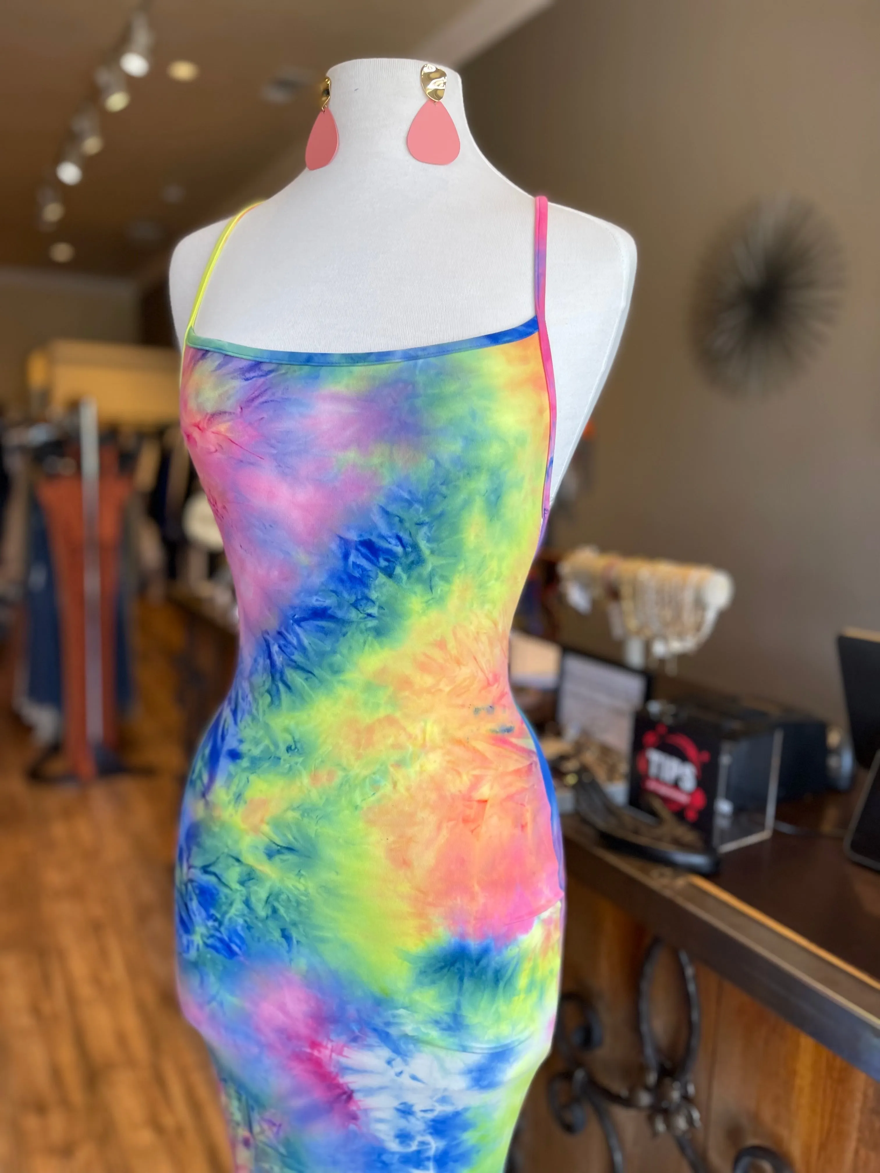 Tie Dye Cross Back Mermaid Dress FS