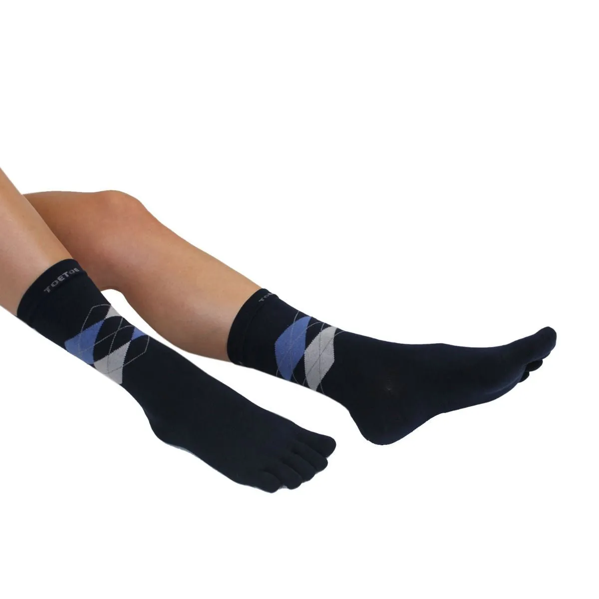ToeToe Essential Mens Argyle Office Socks - Navy Grey Blue
