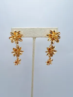 Triple Flower Chain Earring