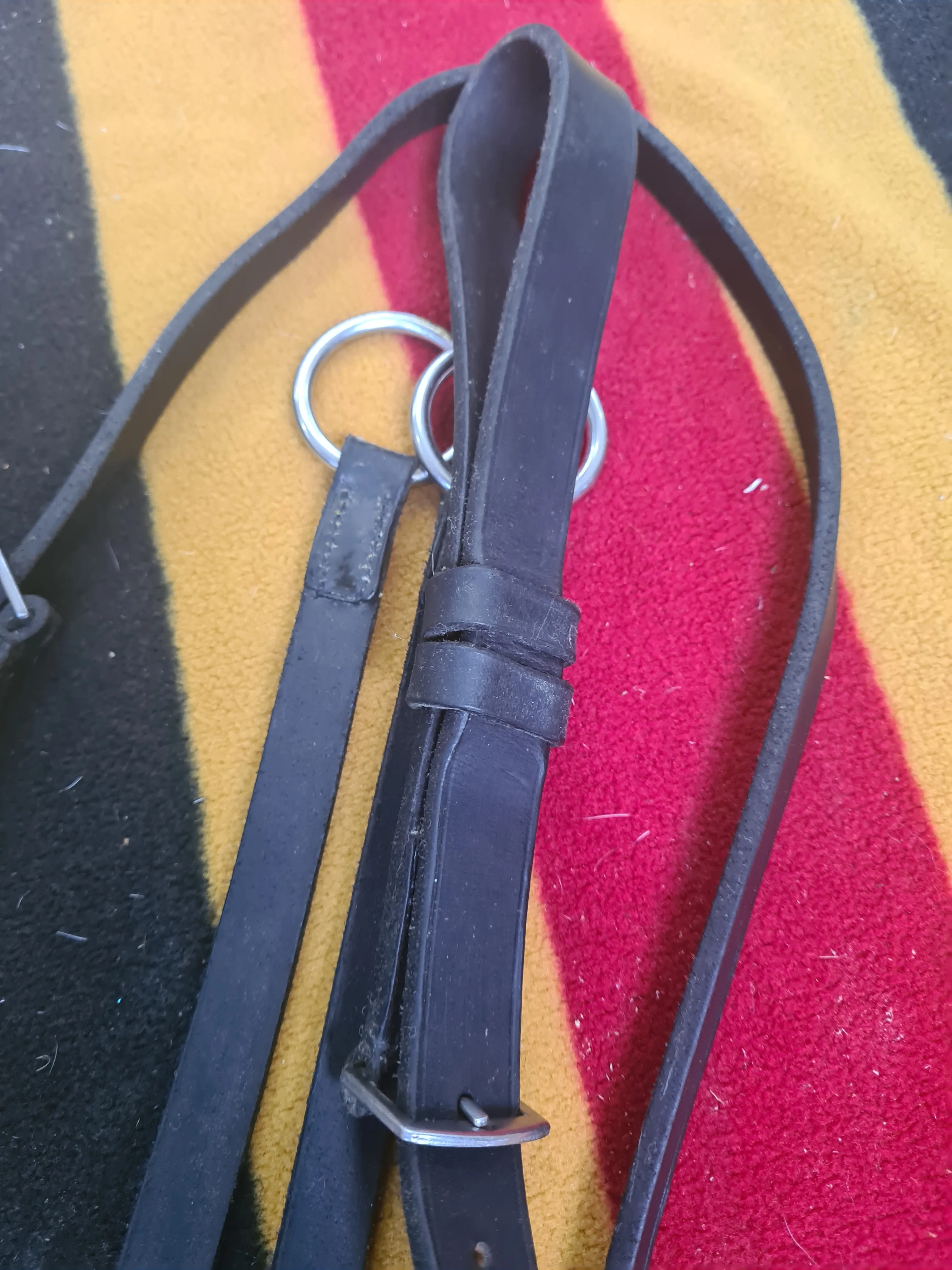Used full size black leather runninv martingale FREE POSTAGE☆
